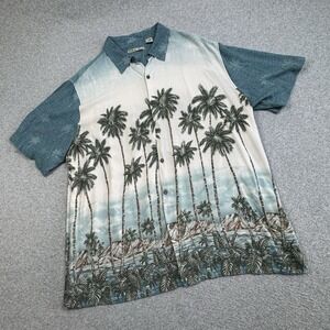 Batik Bay Rayon Hawaiian Aloha Shirt Mens XXL Palms Trees Islands Vacation Beach